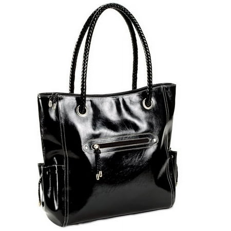 George - Faux Leather Diaper Bag, Black