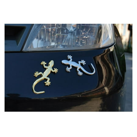 Outtop Fashion Metalic Gecko Solid Truck Sticker Decor Styling Cool 3D Lizard Car