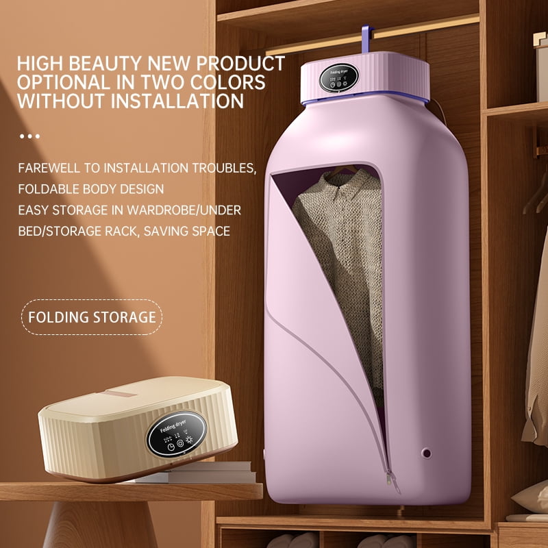 Eurhowing Portable Clothes Dryer, 600W Compact Electric Dryer Machine, Foldable Mini Dryer for Travel, RV, Apartment, Home Use, Purple