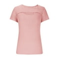 thumbnail image 6 of Ltctricy T Shirts for Women Fashion Summer Short Sleeve Cutout Ribbed Knit Solid Color Slim Basic Tees Going out Tops, 6 of 7