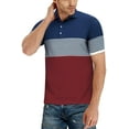 thumbnail image 2 of YTD Men's Short Sleeve Polo Shirts Casual Slim Fit Contrast Color Stitching Stripe Cotton Shirts, 2 of 4