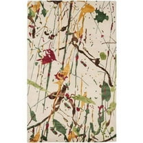 SAFAVIEH Soho Agnes Abstract Wool Area Rug, Ivory/Multi, 5' x 8'