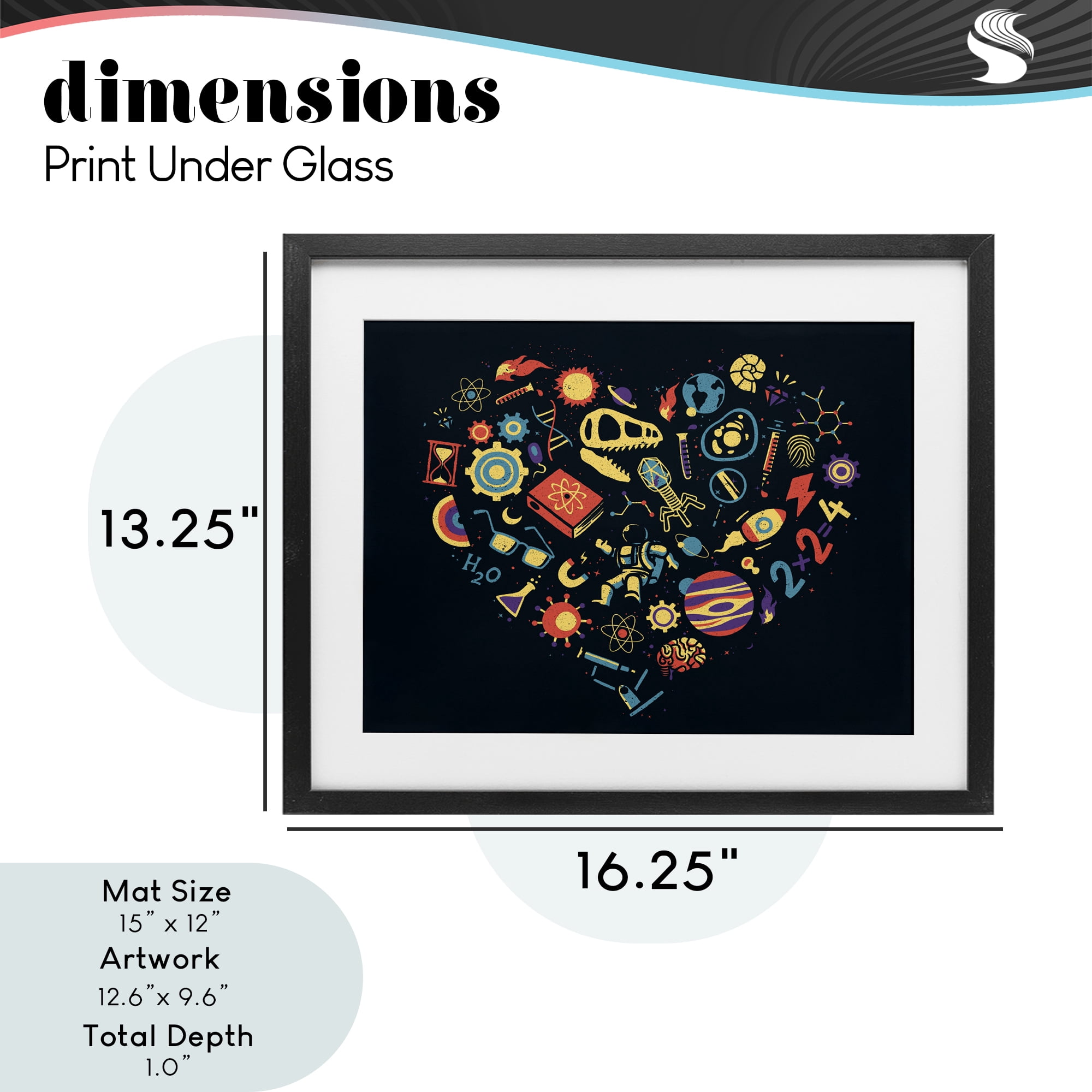 Stupell Industries Retro Science Heart Black Framed Print Under Glass, design by Tobe Fonseca