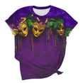 thumbnail image 6 of Ounisa Womens Mardi Gras Sweatshirts Carnival Sweatshirt Funny Mask Graphic Short Sleeve Shirts Fat Tuesday Pullover Top, 6 of 6