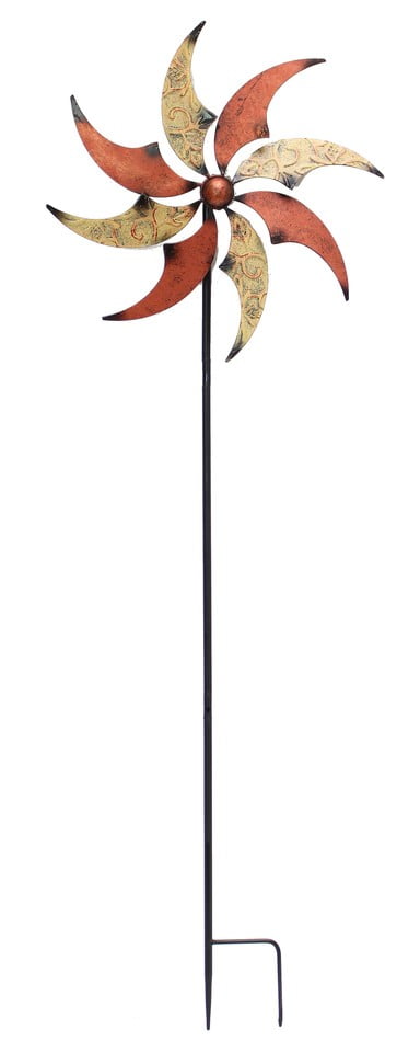 Shimmering Bronze Metal Pinwheel Wind Spinner Garden Stake by Kozy Life