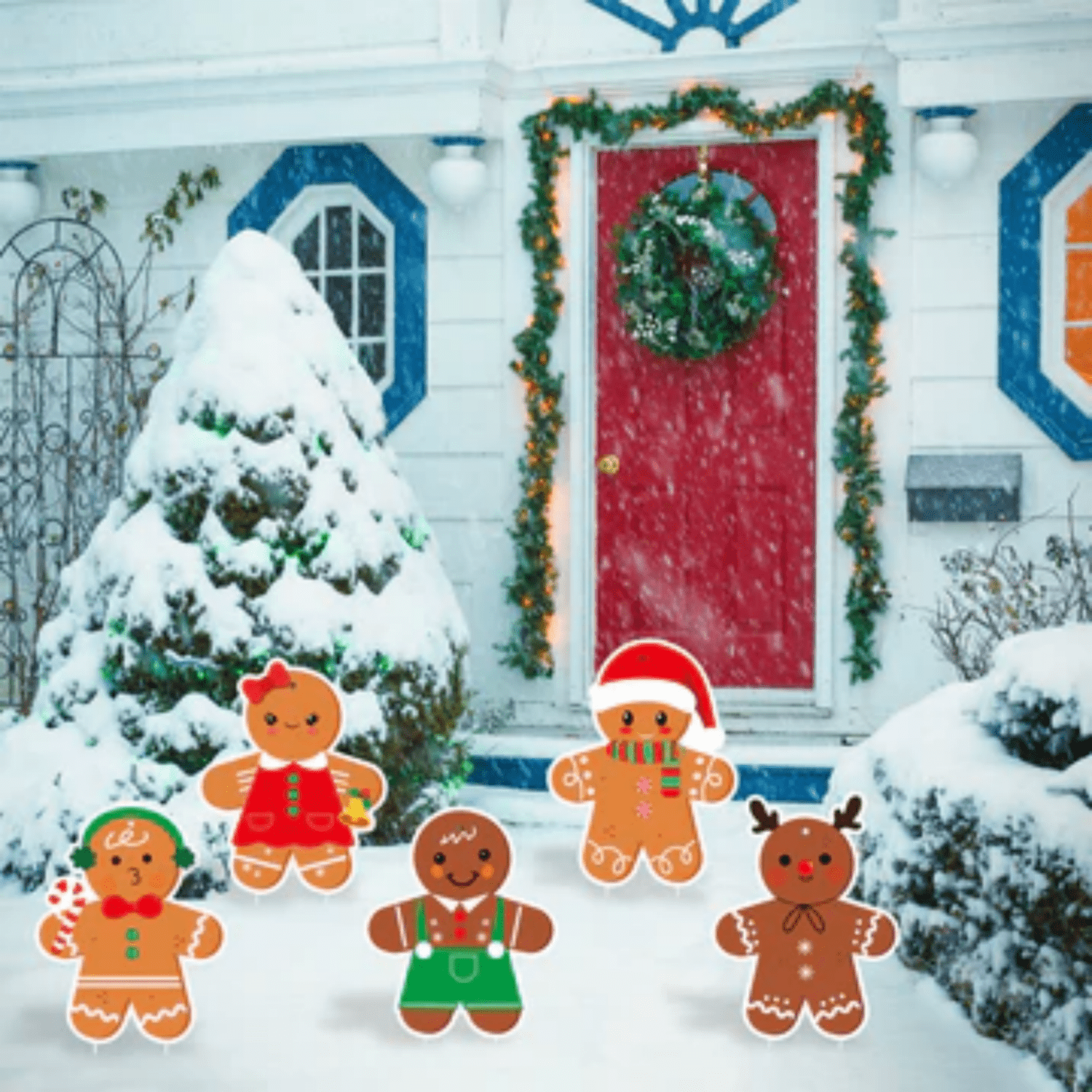 MALLMALL6 Christmas Gingerbread Man Yard Signs for Christmas Party Outdoor Holiday Decor,10Piece