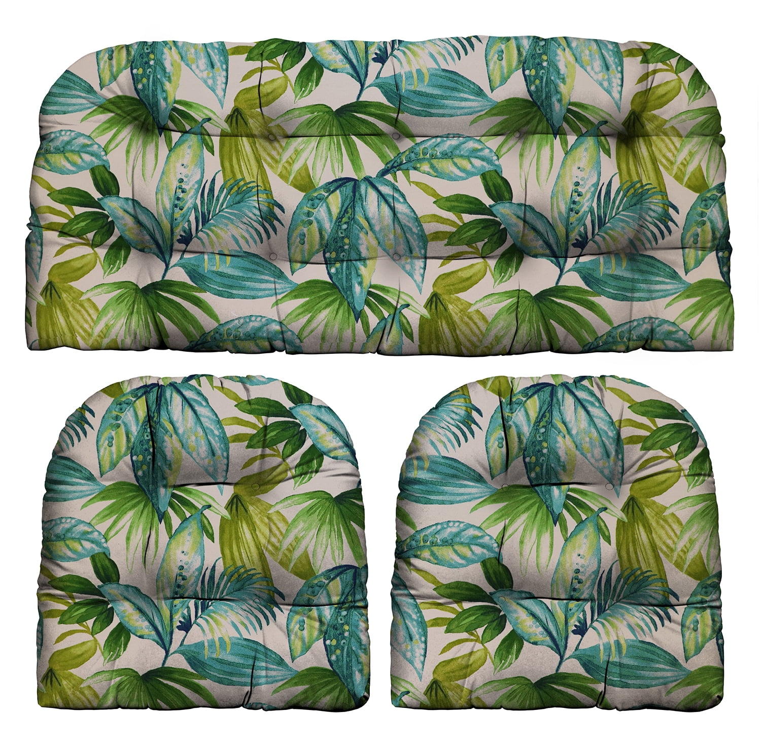 RSH Décor Indoor Outdoor 3 Piece Tufted Wicker Cushion Set 1 Loveseat