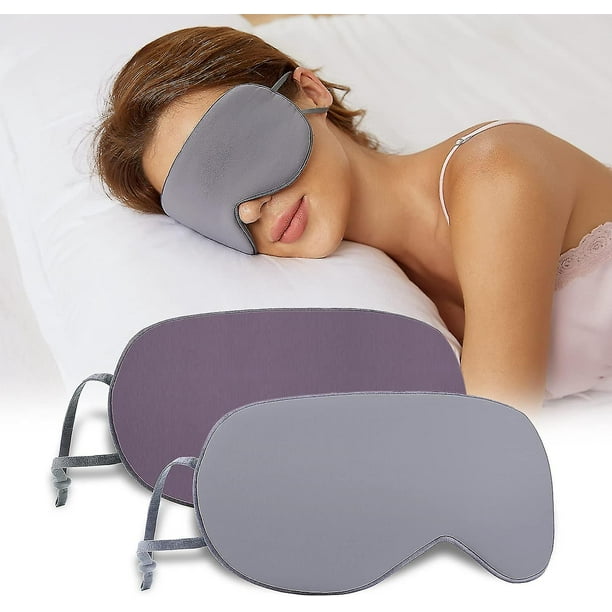 Wabjtam Antifaz para dormir para mujeres y hombres, antifaz de seda reversible, gafas para dormir, sueño cómodo para el hogar y los viajes (gris/gris oscuro)