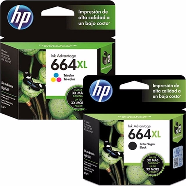 Kit de Cartuchos HP de Tinta 664XL Negro y Tricolor HP KIT664XLNCYM