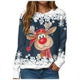 thumbnail image 6 of larppty Ugly Christmas Sweater Funny Xmas Reindeer Print Christmas Party Holiday Pullover Winter Clothes 2025 (Navy, M), 6 of 6