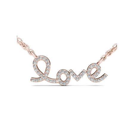 1/6Ct TDW Diamond 10K Rose Gold 'Love' Necklace