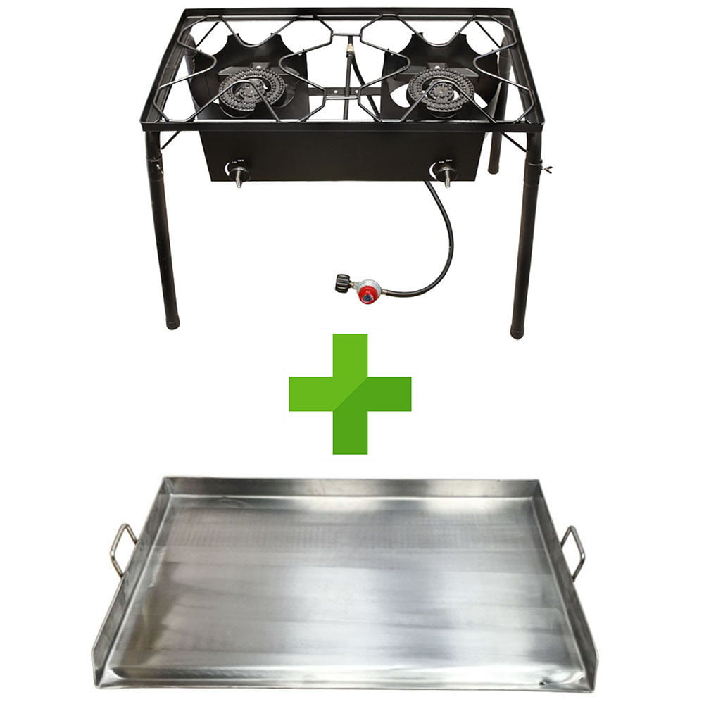 Details about   32x17 Flat Top Griddle Grill & Double Burner Stove BBQ Outdoor Camping Meal Pot 