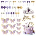 thumbnail image 1 of Set de decoración para pasteles MOASIOP de 45 piezas con mariposas moradas, 1 of 6