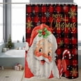 thumbnail image 2 of Merry Christmas Bathroom Shower Curtain Red Santa Claus Winter Snowflake Red Plaid Waterproof Washable Shower Curtains for Bathtub Bath Decor with Grommets and Hook 54 X 78 Inch, 2 of 8