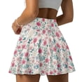 thumbnail image 2 of Xoenoiee Pink Flower Print Womens Tennis Skirt Pleated Athletic Skirts with Pockets Shorts High Waisted Golf Skort for Workout Pickleball, Size S, 2 of 7