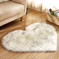 thumbnail image 1 of Heart Shaped Rug, Beige - 20x16 Inch, Fluffy Faux Fur, Soft & Cozy, Machine Washable, Perfect for Dorm or Preppy Room Decor, 1.3'x1.6', 1 of 5