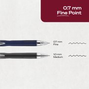 uniball™ Jetstream Retractable Ballpoint Pens, Fine Point, 0.7mm, Navy Barrel, Black Ink, 12 Count