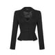 thumbnail image 1 of Blazer corto de oficina de trabajo con dobladillo con volantes y manga larga con solapa vintage para mujer Negro XS, 1 of 6