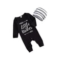thumbnail image 3 of Baby Boy’s Long-sleeved Jumpsuit Unique Letter Print Round Neck One Piece Long Pants and Hat, 3 of 6