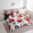 thumbnail image 3 of Manfei Boys Girls Red Strawberry Bedding Comforter Set 7-Piece,USA Flag Bowknot King Bedding Sets,Stars Print Ultra Soft Bed Sheets,Ultra Soft Home Decor,Reversible, 3 of 8