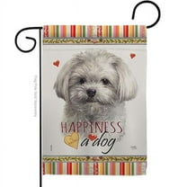 Breeze Decor G160262-BO Cute Maltese Happiness Animals Dog 13 x 18.5 in. Double-Sided Decorative Vertical Garden Flags for House Decoration Banner Yard Gift
