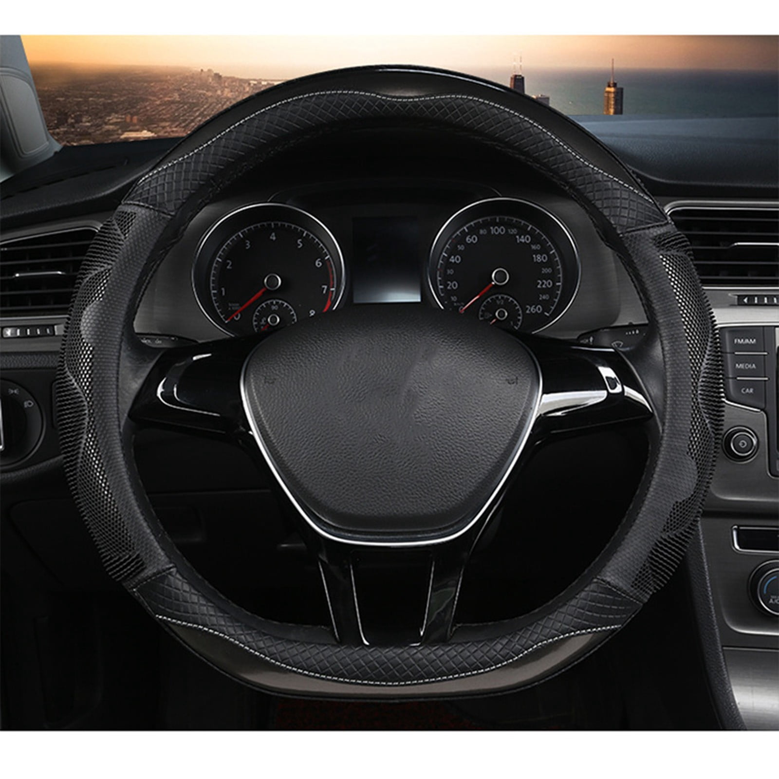 Jacenvly Car Accessories Cleaning Car Steering Wheel Cover Honeycomb Fashion Men and Women Available Handlebar Cover Bedroom Decor