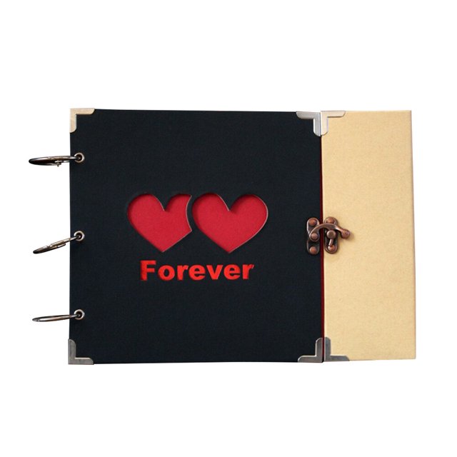 MasteelfCA 10inch DIY Scrapbook Photo Album Homemade Memory Book Album Double Heart Design Loose Album Iron Photo Album