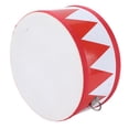 thumbnail image 4 of Tambor para niños con correa, juego de batería de juguete de madera, tambor de mano para niños, tambor para niños rojo y blanco, rendimiento finamente afinado, 4 of 12