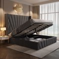 thumbnail image 2 of Aykah Fez Velvet Queen Bed Frame, Metal Bed Frame With High Headboard and Storage, 2 of 7