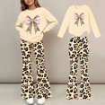 thumbnail image 2 of Cethrio Girls Graphic Outfit Sets, Spring Fall 2 Piece Long Sleeve Casual Girls' Clothing Sets Beige Size 11-12 T, 2 of 7