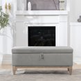 thumbnail image 3 of Knox 47" Upholstered Modern Farmhouse Storage Bench Opal Grey Velvet, 3 of 6