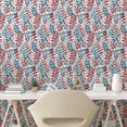 thumbnail image 2 of Ambesonne Romantic Leaves Peel & Stick Wallpaper for Home, Aquarelle Leafy Art, 13"x100", Off White Ruby Cadet Blue, 2 of 5