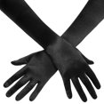 thumbnail image 5 of 21'' Long Satin Finger Gloves, TSV Classic Wedding Mittens for Women, 1920s Opera Gloves for Party, Wedding, Banquet, Black/White, 5 of 8