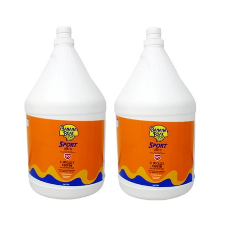 Banana Boat Sunscreen, Sport Lotion SPF 50, 128 Ounce|1 Gallon Bulk Sunscreen - 2 Pack