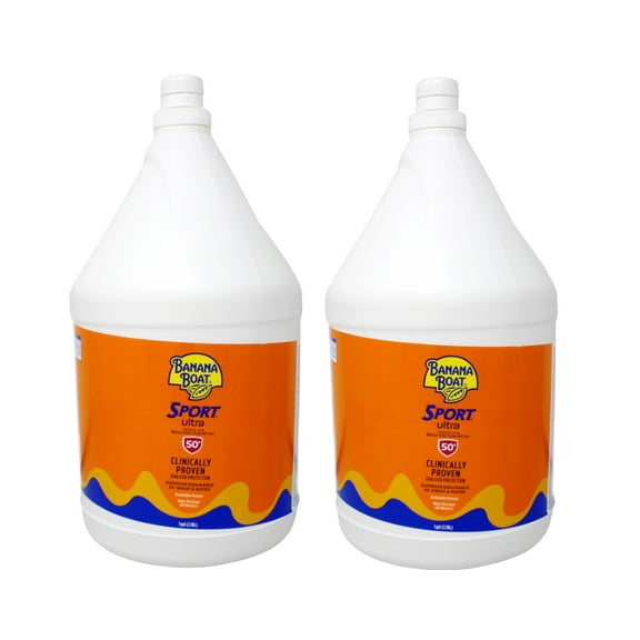 Banana Boat Sunscreen, Sport Lotion SPF 50, 128 Ounce|1 Gallon Bulk Sunscreen - 2 Pack