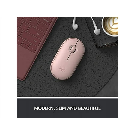 Logitech - Pebble M350 Wireless Optical Ambidextrous Mouse with Silent Click - Rose
