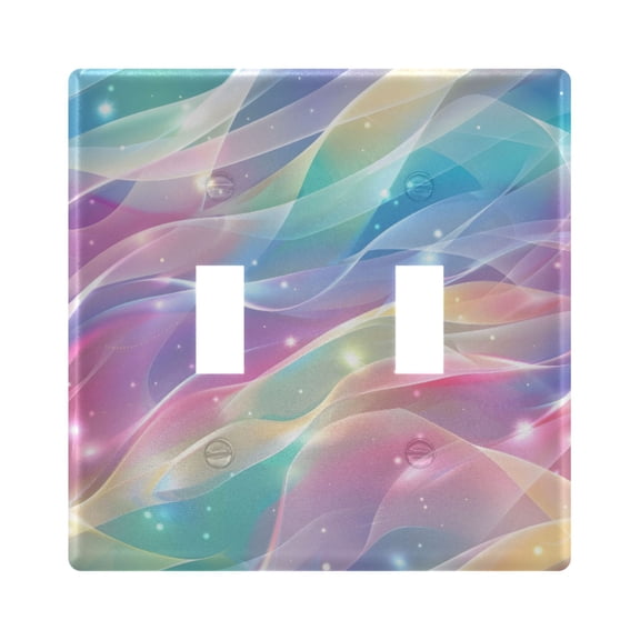 Rainbow Colored Stream Lines Light Switch Cover Electrical Outlet Cover Replaceable Wall Plates 2-Gang