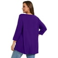 thumbnail image 5 of LARACE Women's Plus Size Tops 3/4 Length Sleeve Shirts Dressy Casual V Neck Tunic Blouse DarkPurple_3X, 5 of 6