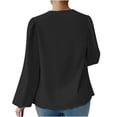 thumbnail image 4 of GaThRRgYP Going Out Tops for Women,Womens Tops Plus Size,Women's New European and Chiffon Long Sleeved Shirt Loose Draped V-neck Top Pile Collar T-shirt Black L, 4 of 4