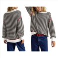 thumbnail image 2 of Sudadera Holgada A Rayas para Mujer, Cuello Redondo, Larga, Sudaderas con Capucha, Moda de Verano 2025, Jersey de Cuello Alto. L, 2 of 6