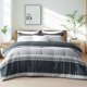 thumbnail image 1 of PHF Twin Comforter Set - 2 Piezas Suave Ropa de Cama de rayas Juegos de edredón, carbón de leña, 1 of 7
