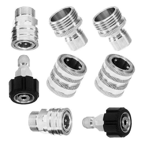 8pcs Pressure Washer Adapter Kit, Stainless Steel Quick Connect Set, M22 14mm to 3/8 Inch Quick Disconnect Kit