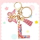 thumbnail image 3 of Llaveros con letras iniciales, llavero con letras del alfabeto, llavero de mariposa con borla rosa, 3 of 9