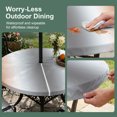 thumbnail image 5 of Round Outdoor Tablecloth with Umbrella Hole and Zipper, Orange Grey Tablecloth with Elastic Waterproof, Gray Farmhouse Modern Rustic Patio Table Covers for 31" - 35" Picnic Pool Tables, 5 of 9