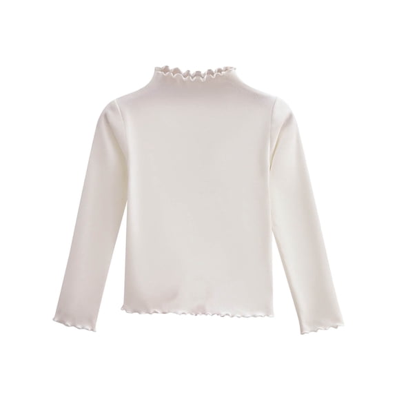 HAiming Girls Cotton T-Shirt Tops Long Sleeve Slim Velvet Lightweight High Collar Lettuce Neck Base Layer Tees