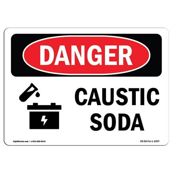 SignMission OS-DS-A-1218-L-1997 12 x 18 in. OSHA Danger Sign - Caustic Soda