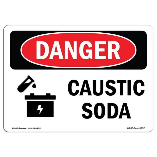 SignMission OS-DS-A-1824-L-1997 18 x 24 Po Signe de Danger OSHA - Soude Caustique
