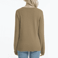 thumbnail image 5 of QUALFORT Women's 100% Cotton Lightweight Button-Front Cardigan Sweater, Crew Neck Long Sleeve Knit, Khaki L, 5 of 8