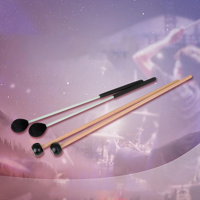 Martillos duros medianos negros de 4 piezas con mástil de arce Xilófono de fácil agarre Glockensplel Mazo Cabeza de Diapasón Marimba Mazos para