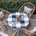 thumbnail image 3 of Round Tablecloth Navy Blue White Plaid Elastic Edge Fitted Checkerd Pattern Plastic Table Cover,Waterproof Oil Proof for Dinner,Outdoor, Picnic, 55"- 60" DIA Tables, 3 of 9
